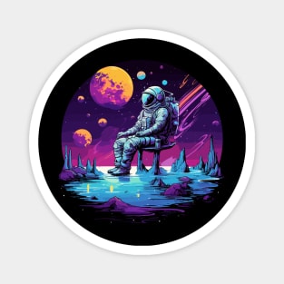 astronaut sitting on a planet Magnet